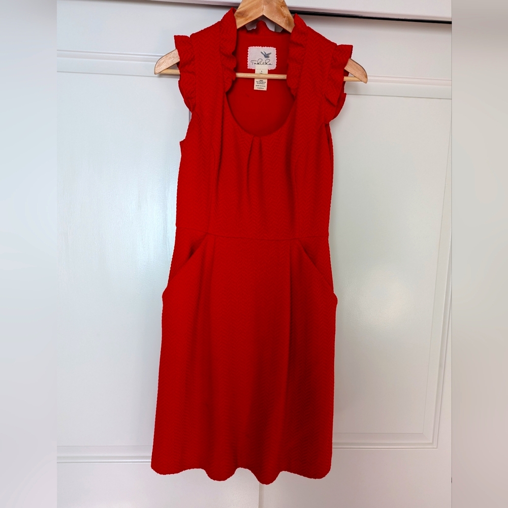 Bright Red Dress from Anthropologie with Pockets